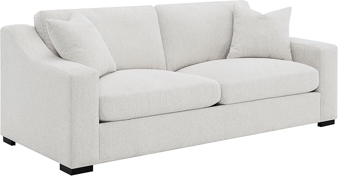 Coaster Home Furnishings - Ashlyn - Wood Frame Upholstered Sofa with Curved Track Arms Reversible Cushions and Pocket Coil Construction - Living Room - Sand - 552091