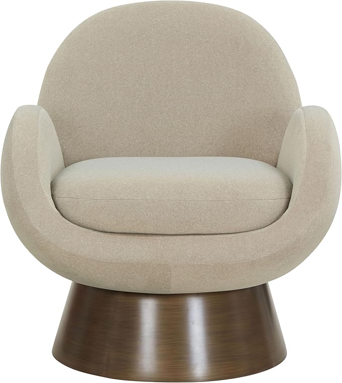 SAFAVIEH Couture Collection Paolini Light Brown &amp Antique Gold Metal Base Accent Chair