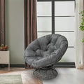Naomi Home 40” Papasan Chair Indoor with Cushion and Frame – Round Wicker Papasan Chair with Thick Tufted Cushion Sturdy Metal Base Large Reading Chair for Bedroom &amp Living Room Dark Gray
