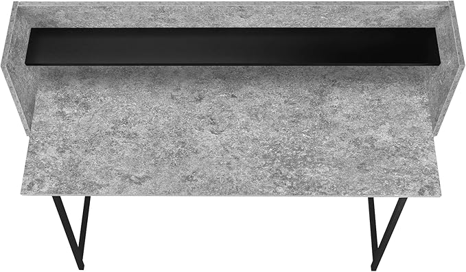 Penau Computer Desk for Home Office Modern Grey Stone-Look Laminate with Black Metal Base 47.25l x 23.75w x 39.25h