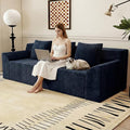 71 Love Seat Couches Corduroy Boneless Loveseat with Deep Seats 2 Seat Couch Apartment Size Couch with 3 Pillows&ampSide Pockets for Bedroom Office No Assembly Required Blue