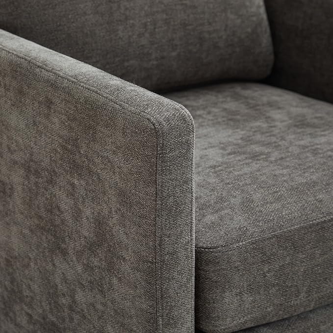 360° Swivel Upholstered Armchair 30.7 W Modern Comfort Single Sofa Chair for Living Room Bedroom Apartment Nursery Charcoal