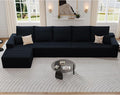 166.9 Cloud Sectional Couch with L-Shape Chaise Modern Modular 4-Seater Sofa with Deep Seat Corduroy Upholstered Couches for Living Room Bedroom No Assembly Required(Black Left Facing)
