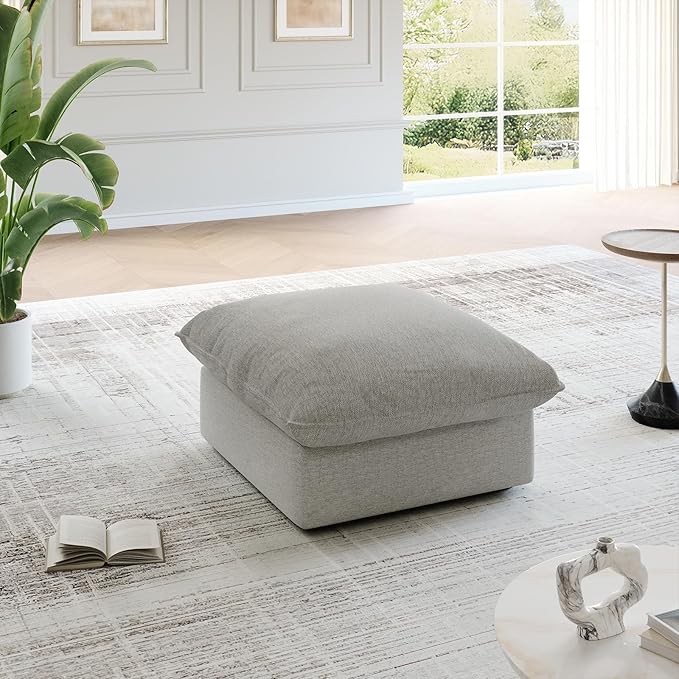 Cloud Movable Ottoman Waterproof Down Filled Modular Sectional Sofa High Backrest Sectional Couches for Living Room Modern Modular Couch with Removable Cover Light Gray