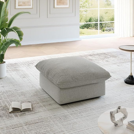 Cloud Movable Ottoman Waterproof Down Filled Modular Sectional Sofa High Backrest Sectional Couches for Living Room Modern Modular Couch with Removable Cover Light Gray