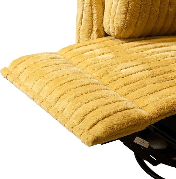 Furniture of America Vyrinor Modern Chenille Power 220° Swivel Recliner Chair with Pillows Reclining Glider Comfy Sofa Wooden Comfortable Couch for Living Room Nursery Home Theater Yellow