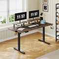 63 x 24 Inches Electric Standing Desk with 2 Monitor Shelves Adjustable Computer Desk from 28-46'' Sit to Stand UpHome Office Desk with Memory Controlller for Workstations Rustic Brown