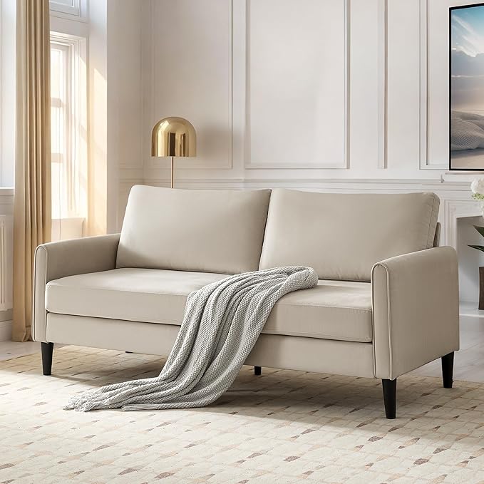 72.8'' Modern Loveseat Sofa Couch for Living Room Bedroom Apartment Dorm Office Small Space Comfy Sofa Easy Assembly Modern Deep Seating with Soft Cushions &amp Sturdy Frame Beige