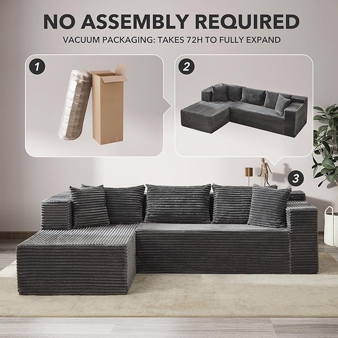 Garvee Modular Sectional Sofa Cloud Sectional Couch 106 Comfy L Shaped Couches for Living RoomOversized Sofa Sleeper with Deep Seat No Assembly Required