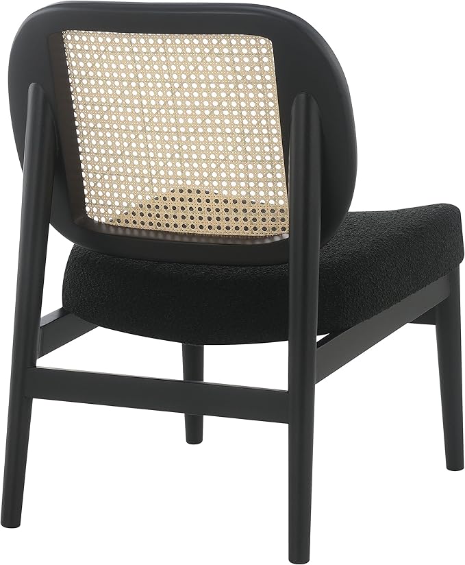 Coaster Home Furnishings - Rayo - Wood - Cane Back Upholstered Accent Chair with Armless Design Cushioned Seat and Tapered Legs - Living Room - Black - 900620