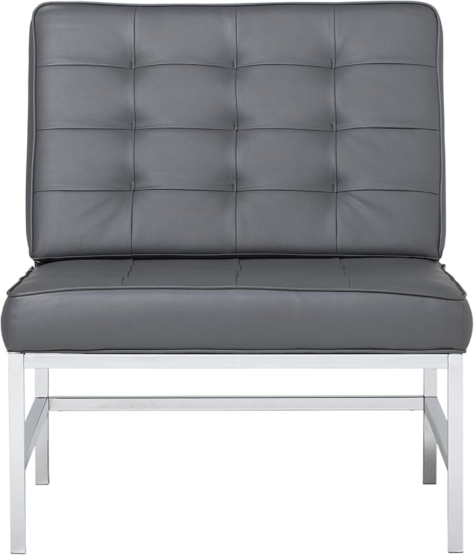 Ashlar Modern Accent Chair in Blended Leather Chrome/Gray