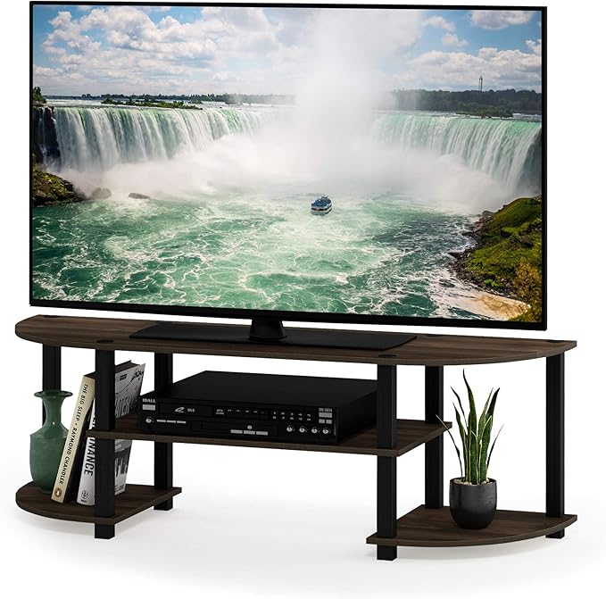 Furinno Turn-S-Tube Wide TV Entertainment Center Columbia Walnut/Black