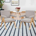 Modern Velvet Upholstered Accent Chairs Set of 2 with Wood Frame and Armrest Fabric Wooden Armchairs for Living Room Bedroom Office Reading Room (Gray)