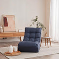 Adjustable Japanese Reclining Chair Multifunctional Lazy Sofa Floor Chair for Living Room Bedroom Balcony Tatami Ergonomic Design Spring Built-in Metal Frame Navy