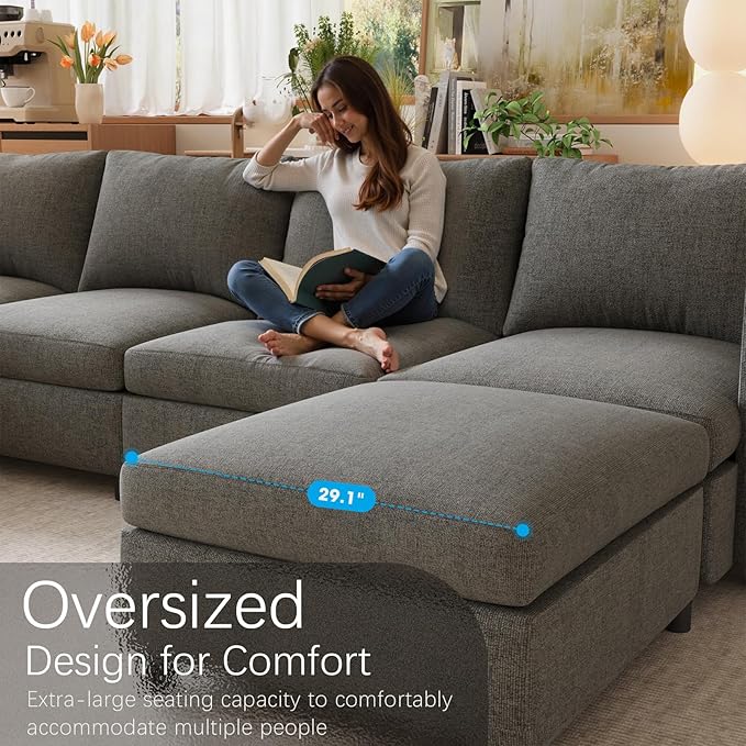 123 Modular Sectional Sofa Couch Convertible U Shaped Sectional Couches with Storage Ottoman 6 Seat Modern Sofa Set for Living Room and Office Grey