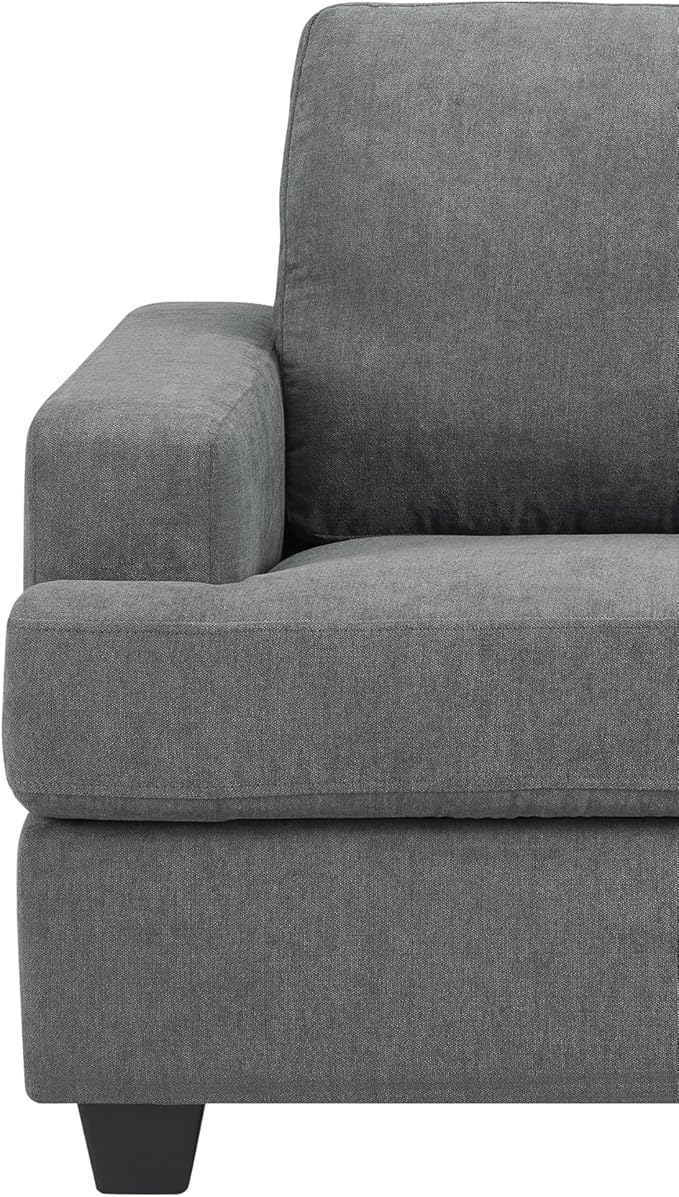 AC Pacific Thomas Armchair Comfortable Sofa Chair with Fabric Upholstery Plush Cushions Sturdy Wooden Frame Contemporary Living Room Furniture for Home or Apartment Grey