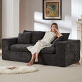 78” Cloud Loveseat Sofa with Cushions Boneless Couch in a Box Chenille Foam Couch for Bedroom Living Room Apartment Modern Small No Assembly (Black)