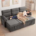 Tbfit 84’’ Queen Sleeper Sofa Couch with Pullout Bed 3 in 1 Cloud Sofa Bed Couch with Storage Chaise &amp USB Chenille Convertible Sleeper Sofa Pull Out Sofas for Living Room Small Spaces Dark G