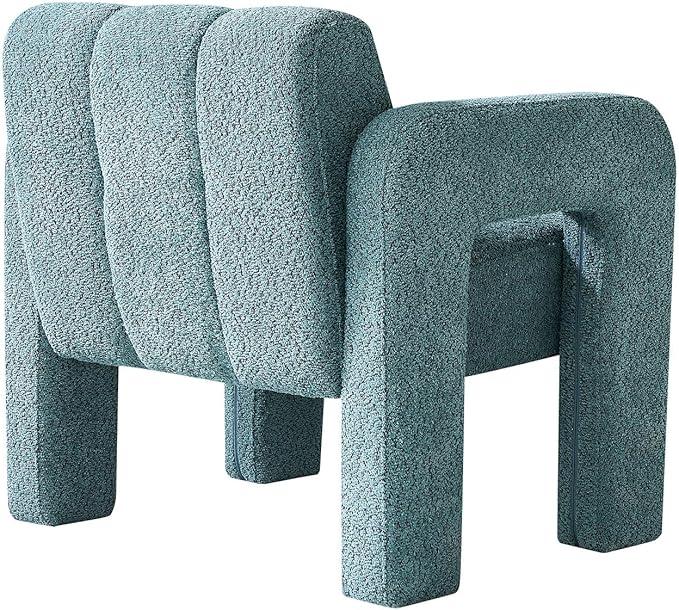 Accent Chair Living Room Chairs Modern Comfy Reading Nook Chair for Bedroom Upholstered Boucle Fabric Side Chair Armchair for Living Room Office (Green)