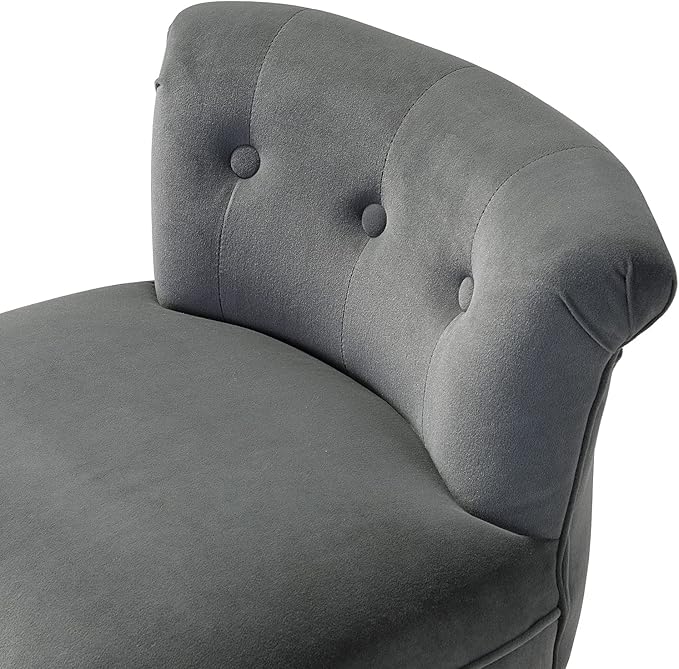 Modern Velvet Vanity Chair with with Solid Wood Legs Upholstered Vanity Stool with Low Back Small Makeup Chair Home Decor for Bedroom Living Room Dressing Table Women Girls