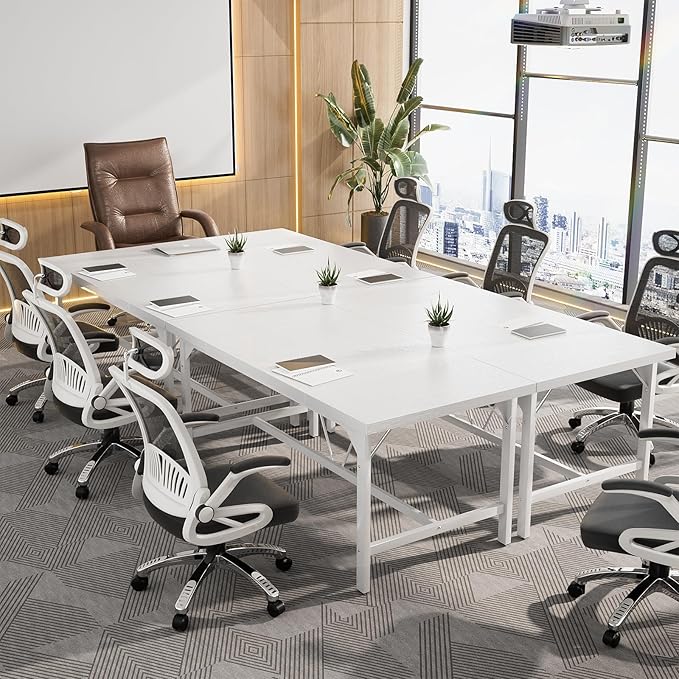 Unikito 63 Inch Computer Desk Sturdy Large Office Desk Premium 2 Person Long Desks Super Thick Study Writing Gaming Table Modern Computer Table for Home Office Workstation Easy to Assemble White