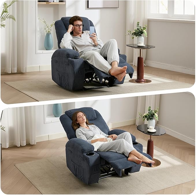 Comfort Recliner Chair for Living RoomStylish &amp Durable Modern Lounge SeatingErgonomic Back Support Easy AssemblyPerfect for Living Room Bedroom or NurseryBlue