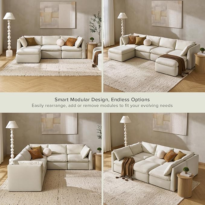 mopio Side Armrest Set for Modular Sectional Sofa Couch A Pair of Armrests to Extend or Update Your Sofa Modern Contemporary Module Piece for Living Room Off White Fabric