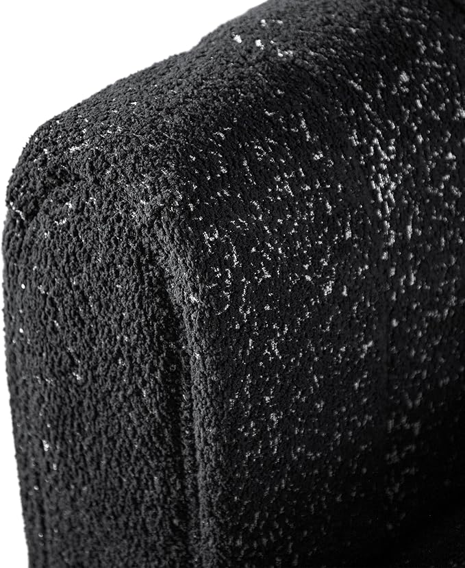 Furniture of America Glamour Contemporary Vertical Channel Tufted Boucle Accent Chair with Wooden Legs Fabric Upholstered Armchair for Living Room Bedroom Office Black