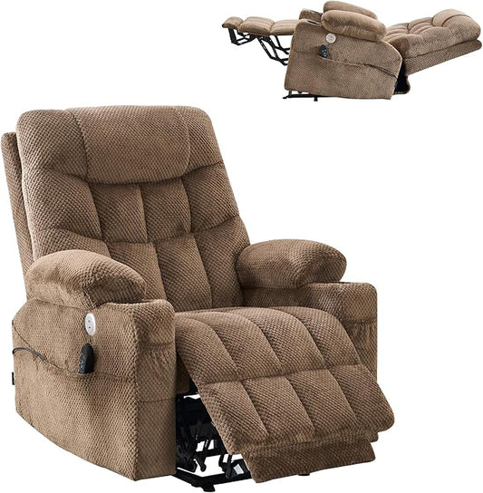 Dual Motor Elderly Lift Chair with Independent Backrest &amp Footrest Adjustment Oversized DesignExtended Footrest USB &amp Type-C Charging Ports Built-in Cupholder for Living Room Comfort
