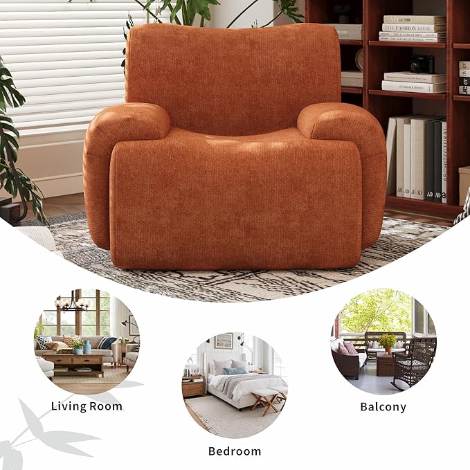 Chifee &amp Vingol Boneless Modern Accent Chair 42 Wide Upholstered Oversized Armchair Deep Seat Single Sofa Chairs Comfy Reading Lounge Chair for Living Room Bedroom Apartment1 PC Orange