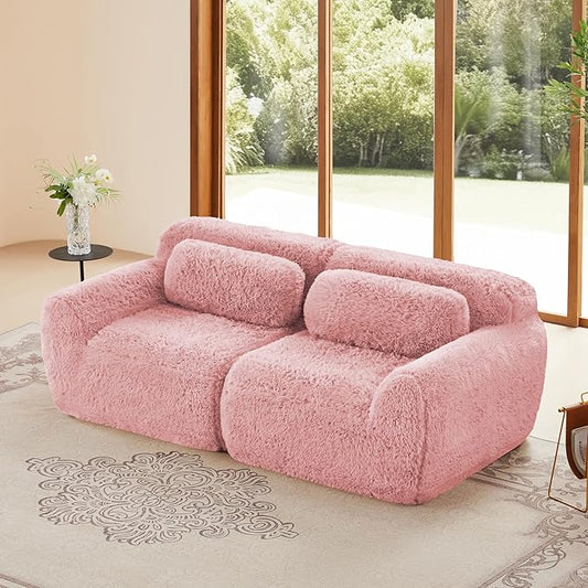 80.3 loveseat Sectional Couches for Living Room - Cloud Modular Couch Boneless Plush Sofa with Deep Seat &amp Support Pillow - Pink
