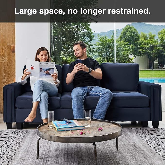 Belffin Velvet Modular Sofa Couch 3 Seater Sofa Couch for Living Room Blue