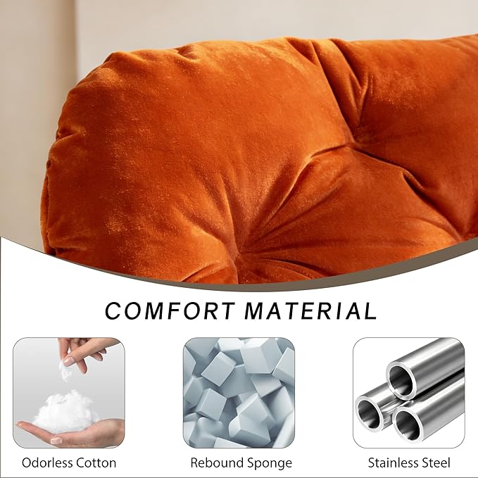 YOXIFOC Modern Style Recliner Armchair with Footrest Multifunctional Leisure Chair with Thickened Cushion and Phone Holder Suitable for Bedroom/Living Room Reading Chair/Garden/Patio (Orange)