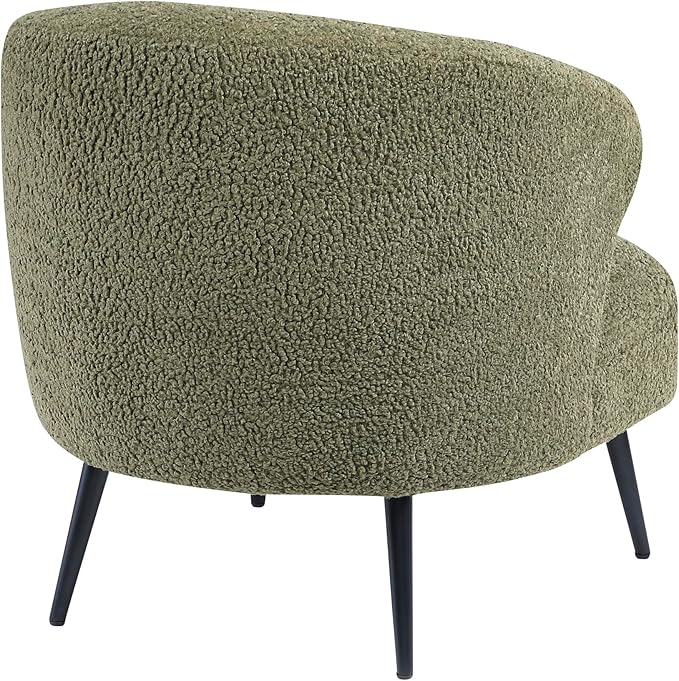 Lexicon Modern Accent Chair Boucle Fabric Upholstered Single Sofa Chair with Curved Back for Living Room/Bedroom/Office/Apartment Green