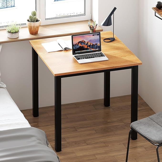 SDHYL 31.5 inches Modern Computer Desk Wooden Home Office Desk Small Writing Desk Study Table Sturdy Workstation Easy Assemble Teak (31.5L * 31.5W)