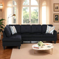 Modular L-Shaped Sectional Sofa Modern Couches with Movable Chaise Convertible 4-Seater Couch for Bedroom Apartment &amp Office Black