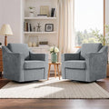 Swivel Accent Chair Modern Round Barrel Arm Chair for Living Room Bedroom Comfy Club Reading Chairs for Adults (Chenille Grey Set of 2)