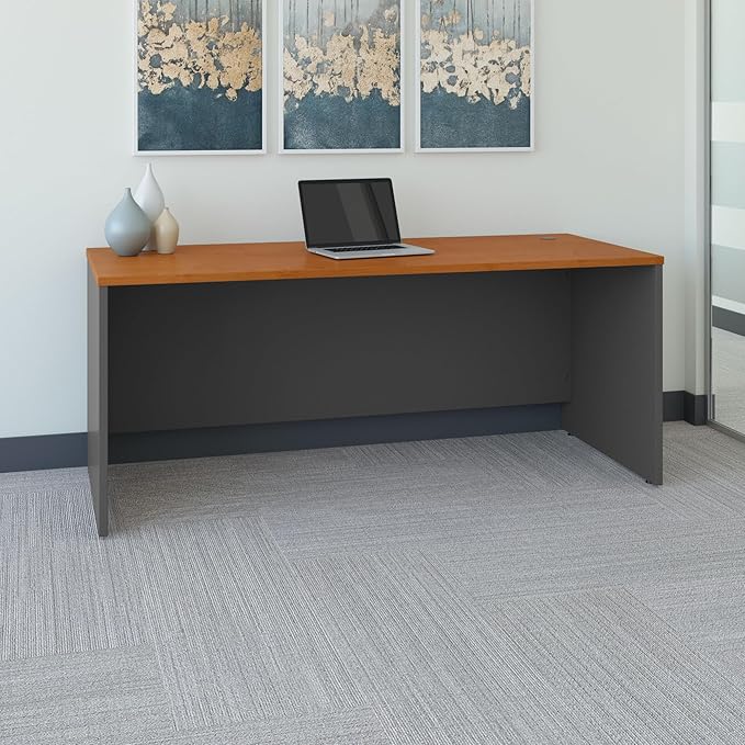 Bush Business Furniture Series C 72W Office Desk in Natural Cherry Large PC Computer Table for Home or Professional Workplace