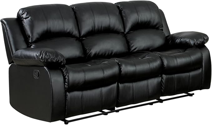 Homelegance Resonance 83 Bonded Leather Double Reclining Sofa Black