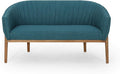 Great Deal Furniture Noble House Galena Mid-Century Fabric Loveseat in Teal