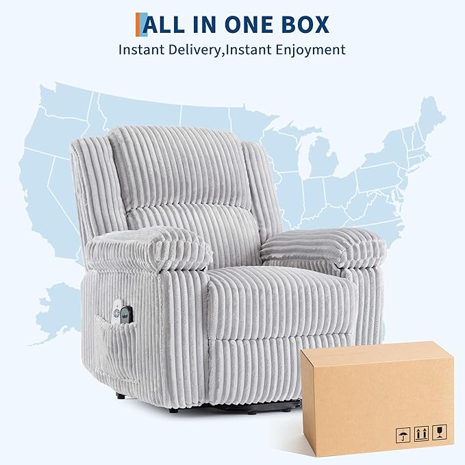 GarveeHome Power Lift Recliner Chair - Heat and Massage Electric Lift Plush Recliner with Soft Padded Seat Back Support &amp Armrests Designed for the Elderly and People with Mobility impaired