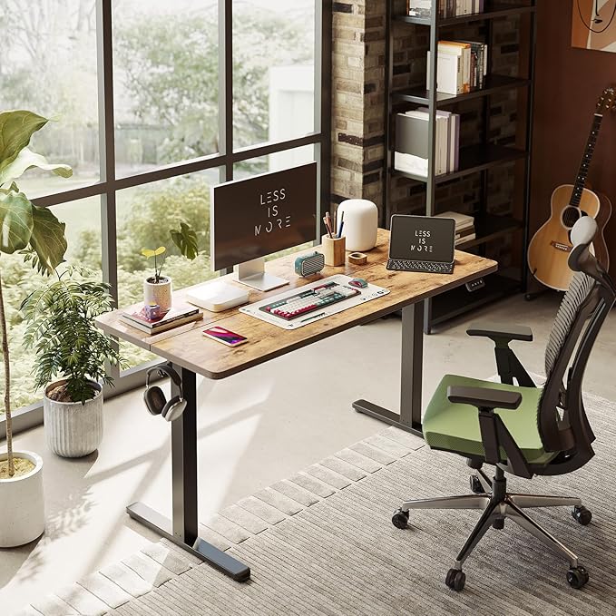 FEZIBO Electric Standing Desk Adjustable Height 40 x 24 Inch Sit and Stand Desk Home Office Desk Ergonomic Workstation Computer Desk Rustic Brown