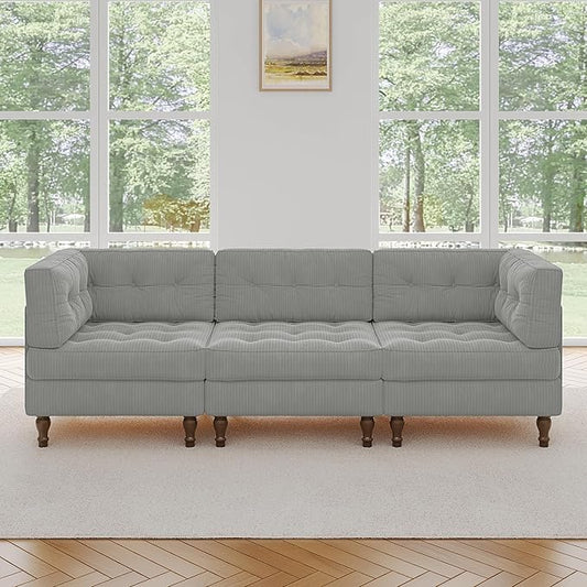 3-Seater Modular Sectional Sofa Couch 98 Upholstered Cloud Sofa Bed with Deep Seat for Living Room Bedroom and Apartment Comfy Fluffy Sleeper Sofa