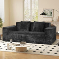 77'' Modern Cloud Loveseat Sofa in Chenille Deep Seat Boneless Couches Includes 2 pcs Pillows for Living Room Bedroom Apartment(Black)