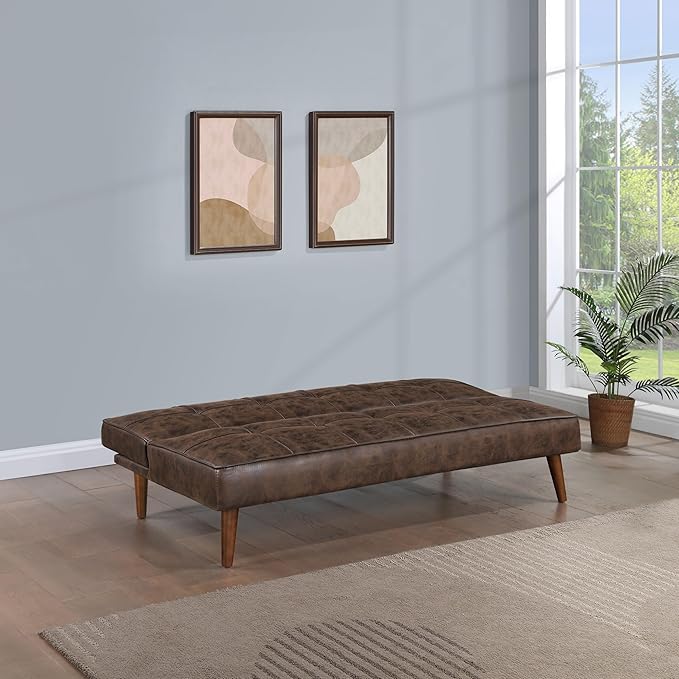 Coaster Home Furnishings - Jenson - Faux Leather Upholstered Sofa Bed with Biscuit Tufted and Flat-Laying Back - Transitional - Living Room - Dark Coffee - 360237