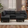 3-Piece L-Shaped Modular Sofa – Convertible Sectional Couch with Movable Chaise &amp Storage Ottoman Multi-Scene Use for Living Room Apartment &amp Office Black Grey