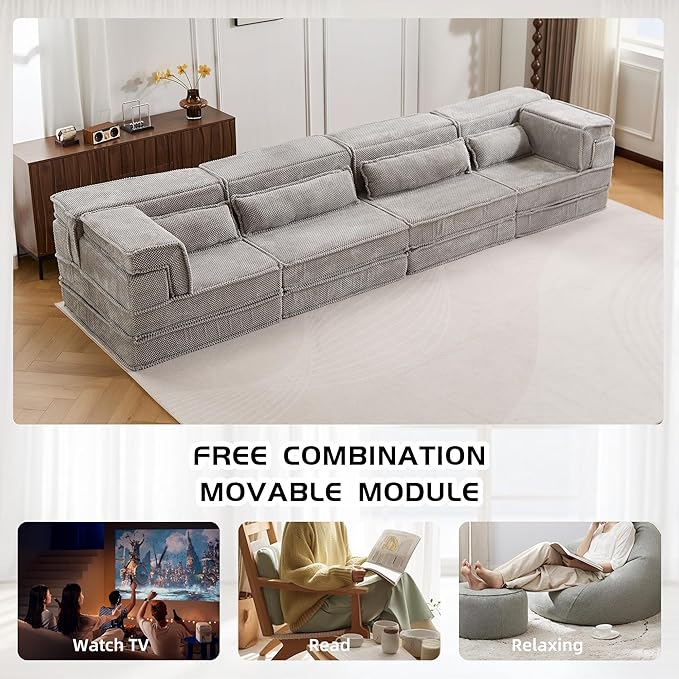 KEIKI 2Seat Modular Velvet Sofa Couch with Chaise Memory Foam for Living Room Apartment Living Style Conscious Homeowners Soft Plush Comfortable Cozy Relaxing Contemporary Design Light Grey