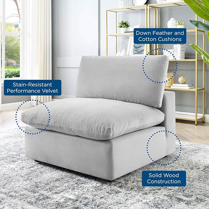 Modway Modular Sofa Commix Down Filled Overstuffed Performance Velvet