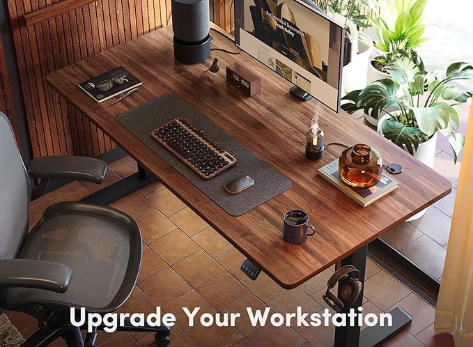 FEZIBO Electric Standing Desk 55 x 24 Inches Height Adjustable Stand up Desk Sit Stand Home Office Desk Computer Desk Black Walnut