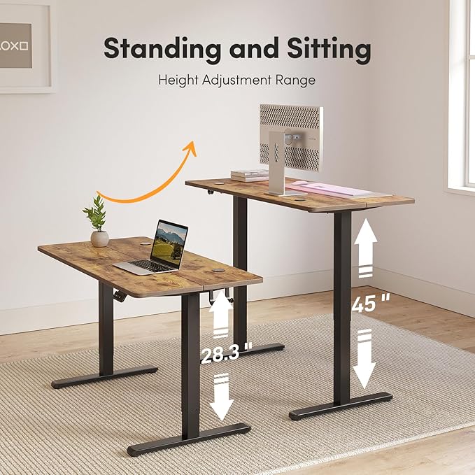 FEZIBO Electric Standing Desk Adjustable Height 40 x 24 Inch Sit and Stand Desk Home Office Desk Ergonomic Workstation Computer Desk Rustic Brown